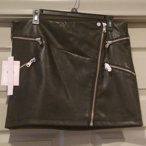 Avec les Filles faux leather black moto skirt